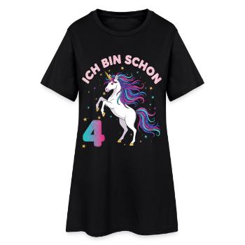 4. Geburtstag Einhorn Mädchen Ich bin schon 4 - Frauen T-Shirt-Kleid - Schwarz - Vorne