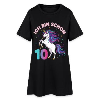 10. Geburtstag Einhorn Mädchen Ich bin schon 10 - Frauen T-Shirt-Kleid - Schwarz - Vorne