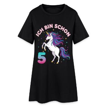 5. Geburtstag Einhorn Mädchen Ich bin schon 5 - Frauen T-Shirt-Kleid - Schwarz - Vorne