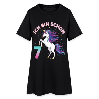 7. Geburtstag Einhorn Mädchen Ich bin schon 7 - Frauen T-Shirt-Kleid - Schwarz - Vorne
