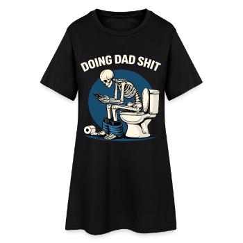 Chemise de papa drôle Humour squelette toilettes - Robe T-shirt Femme - noir - Devant