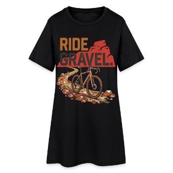 Vélo de gravier Aventure tout-terrain - Robe T-shirt Femme - noir - Devant