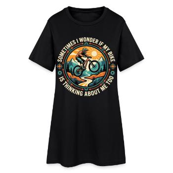 Vélo de VTT : Vélo d’aventure - Robe T-shirt Femme - noir - Devant