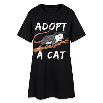Lustiges Opossum-T-Shirt – Falsch identifiziert: Adoptiere eine Katze - Frauen T-Shirt-Kleid - Schwarz - Vorne