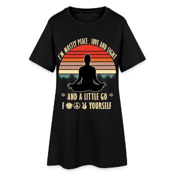 T-shirt de yoga sarcastique - Paix Amour Lumière Go Fuck - Robe T-shirt Femme - noir - Devant