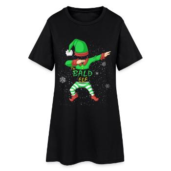 Le T-shirt Elfe Chauve - T-shirt de Noël assorti à la famille - Robe T-shirt Femme - noir - Devant