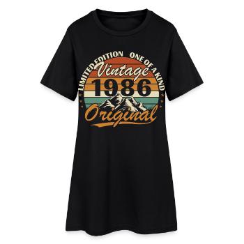 1986 Vintage Rétro Cadeau D'anniversaire - Robe T-shirt Femme - noir - Devant