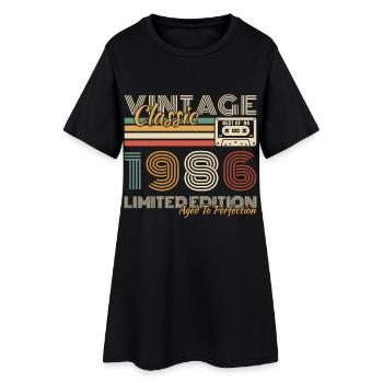 1986 Vintage Rétro Cadeau D'anniversaire - Robe T-shirt Femme - noir - Devant
