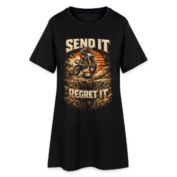 Dirtbike Dirt Bike Motocross Send It Or Regret It - Frauen T-Shirt-Kleid - Schwarz - Vorne