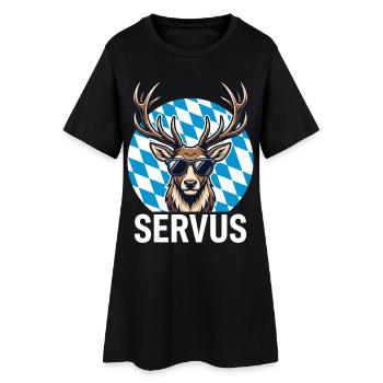 Servus Cooler Hirsch Bayern Volksfest - Frauen T-Shirt-Kleid - Schwarz - Vorne