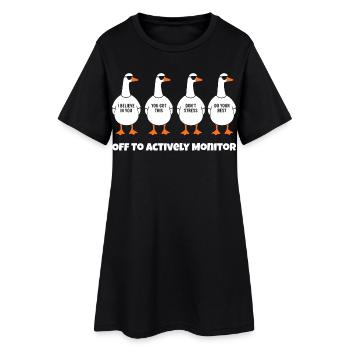 Quatre canards drôles en file indienne - Robe T-shirt Femme - noir - Devant