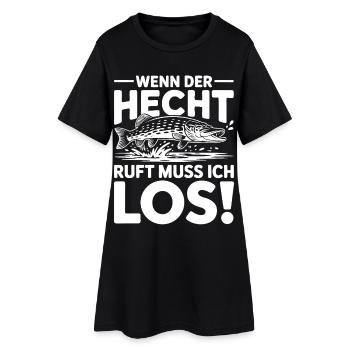 Angler Spruch Hecht - Frauen T-Shirt-Kleid - Schwarz - Vorne