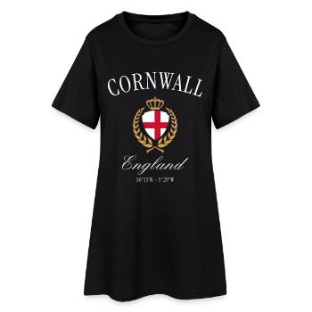Cornwall England Wappen Krone – Reise Souvenir - Frauen T-Shirt-Kleid - Schwarz - Vorne