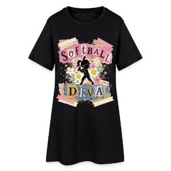Diva du softball de texte de collage fille - Robe T-shirt Femme - noir - Devant