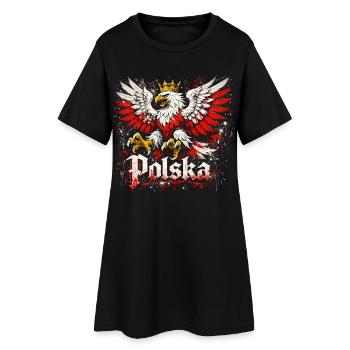Polska Adler: Episches Wappen Grunge-Stil Design - Frauen T-Shirt-Kleid - Schwarz - Vorne