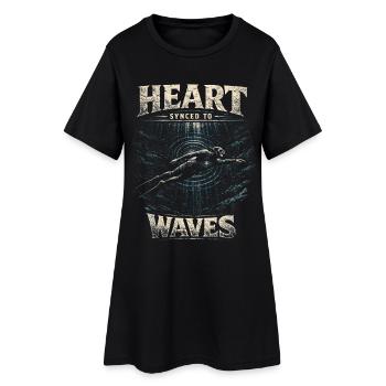 Freediving Freediving Heart Synced To Waves - Women’s T-Shirt Dress - black - Front