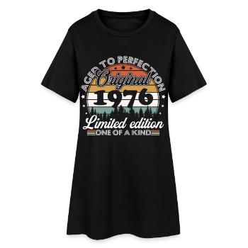 Cadeau d’anniversaire vintage original de 1976 - Robe T-shirt Femme - noir - Devant