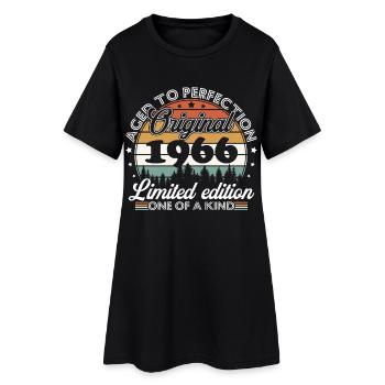 Cadeau d’anniversaire vintage original de 1966 - Robe T-shirt Femme - noir - Devant