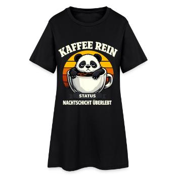 Kaffee rein Status Nachtschicht überlebt Panda - Frauen T-Shirt-Kleid - Schwarz - Vorne