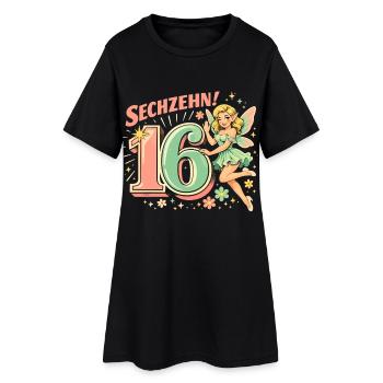 Retro Elfe 16 – Vintage Werbeprint in Pastell - Frauen T-Shirt-Kleid - Schwarz - Vorne