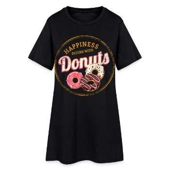 Donut Pastry Vintage Cake Doughnut Design - Women’s T-Shirt Dress - black - Front
