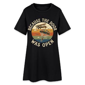 Fallschirmspringen Vintage Pilot Flugzeug - Frauen T-Shirt-Kleid - Schwarz - Vorne