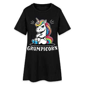 Grumpicorn Rainbow Unicorn Fun Humor Funny - Women’s T-Shirt Dress - black - Front