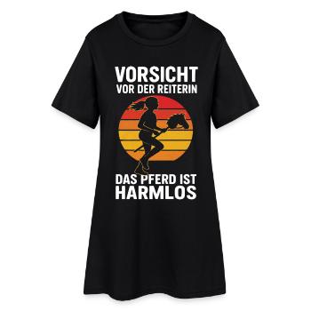 Vorsicht vor der Reiterin Hobby Horse Reiten Pferd - Frauen T-Shirt-Kleid - Schwarz - Vorne
