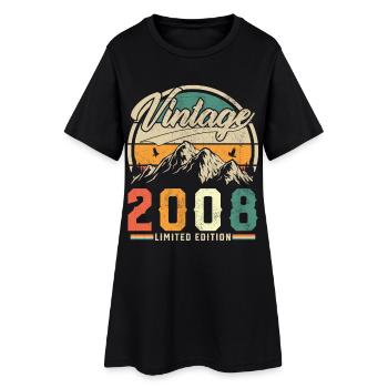 2008 Vintage Rétro Cadeau d’anniversaire - Robe T-shirt Femme - noir - Devant