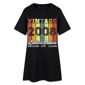 2008 Vintage Rétro Cadeau d’anniversaire - Robe T-shirt Femme - noir - Devant