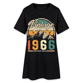 1966 Vintage Rétro Cadeau D'anniversaire - Robe T-shirt Femme - noir - Devant