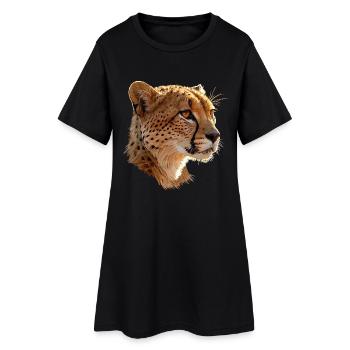 Leopard Head Art Illustration - Women’s T-Shirt Dress - black - Front