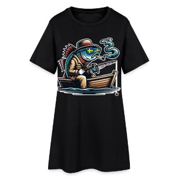 Suède Pêche au poisson - Robe T-shirt Femme - noir - Devant
