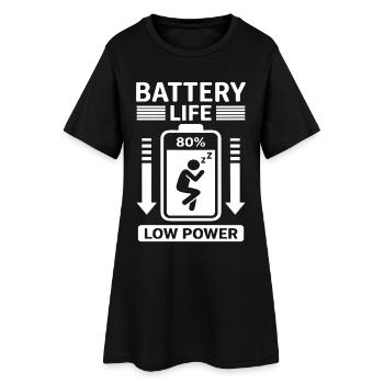 Autonomie Faible consommation Humour Batterie vide - Robe T-shirt Femme - noir - Devant