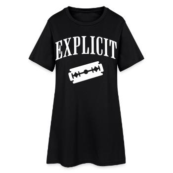 Explicit razor blade motif - Women’s T-Shirt Dress - black - Front