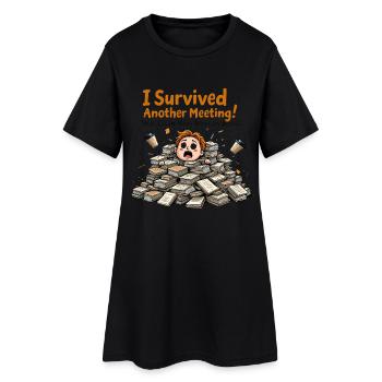 Survived meeting – could have been an email - Women’s T-Shirt Dress - black - Front