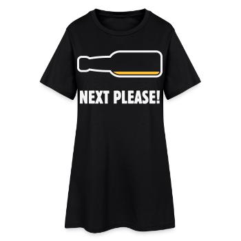 Next Please! (Bier / Bierchen / NEG 2C) - Frauen T-Shirt-Kleid - Schwarz - Vorne