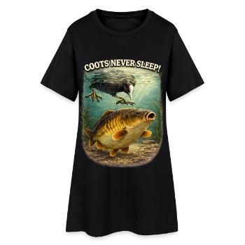 Coots Never Sleep Funny Carp Fishing Design - Women’s T-Shirt Dress - black - Front