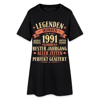 1991 Jahrgang geboren Legende 35 Jahre Geschenk - Frauen T-Shirt-Kleid - Schwarz - Vorne