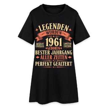 1961 Jahrgang geboren Legende 65 Jahre Geschenk - Frauen T-Shirt-Kleid - Schwarz - Vorne