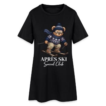 Apres Ski Social Club Bär Skifahren - Frauen T-Shirt-Kleid - Schwarz - Vorne