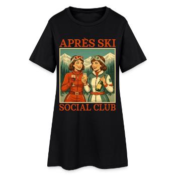 Retro Après Ski Club Damen - Frauen T-Shirt-Kleid - Schwarz - Vorne