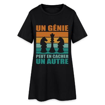 Cadeau Joueur Échecs Phrase Humoristique Génie - Robe T-shirt Femme - noir - Devant