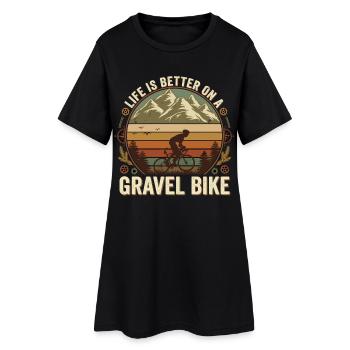 Gravel Bike Rétro Montagnes en plein air - Robe T-shirt Femme - noir - Devant