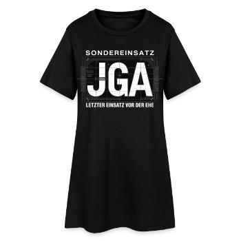  Sondereinsatz JGA – Letzter Einsatz vor der Ehe - Frauen T-Shirt-Kleid - Schwarz - Vorne