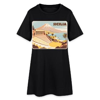 Sizilien - Frauen T-Shirt-Kleid - Schwarz - Vorne