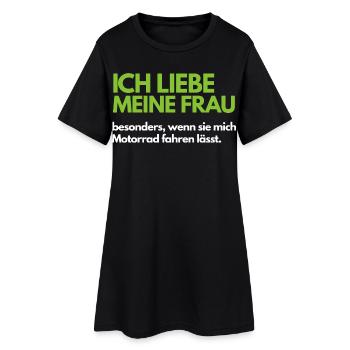 Ich liebe meine Frau besonders wenn Motorrad - Frauen T-Shirt-Kleid - Schwarz - Vorne