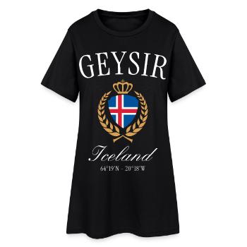 Couronne d’armoiries Geyser Iceland – Souvenir de voyage - Robe T-shirt Femme - noir - Devant