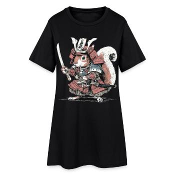 Eichhörnchen-Samurai-Rüstung - Frauen T-Shirt-Kleid - Schwarz - Vorne