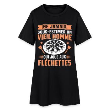 un vieil homme qui joue aux fléchettes - Robe T-shirt Femme - noir - Devant
